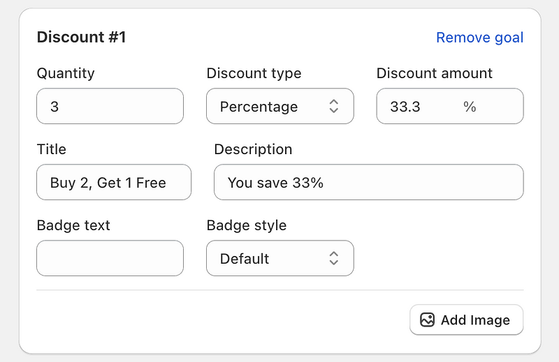 Discount configuration