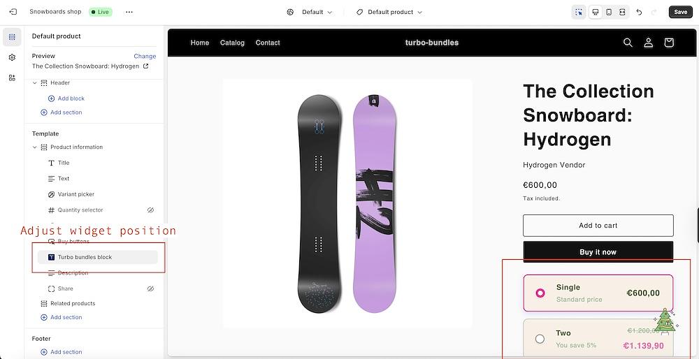 Reordering the Turbo Bundles block in the section sidebar.